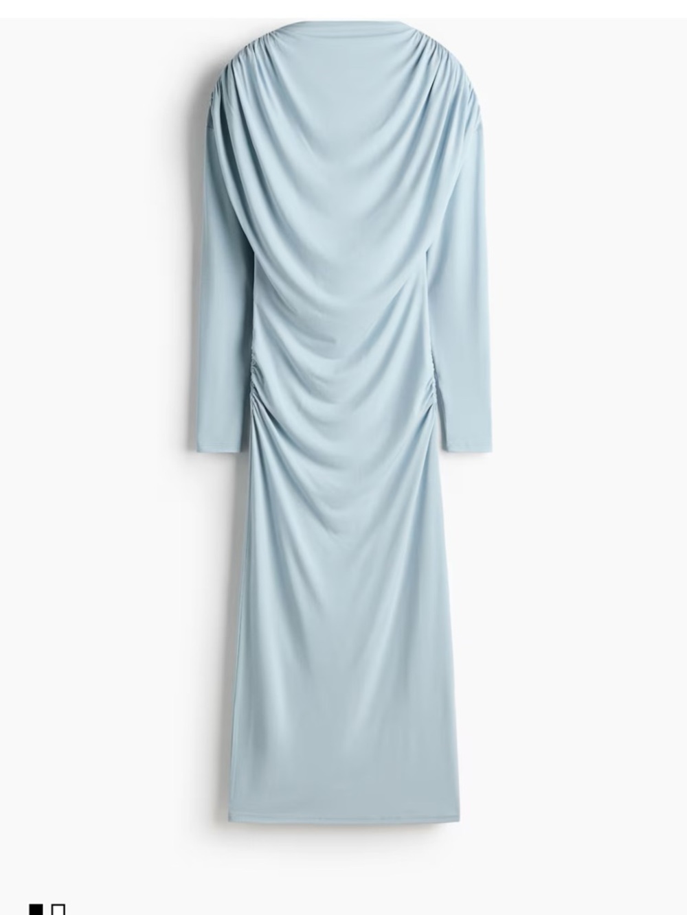 H&M Pale Blue Long Sleeve Ruched Midi Dress